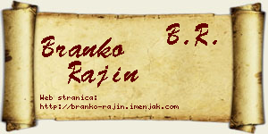 Branko Rajin vizit kartica